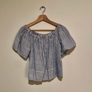 Blue striped breezy blouse.